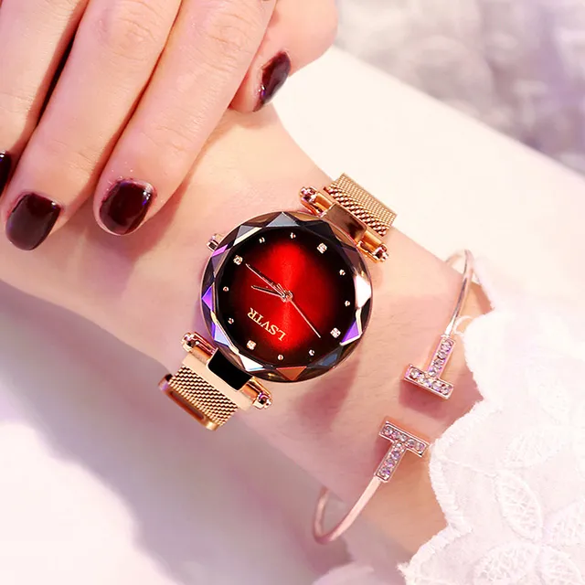 2313993104945-1.webp Rose Gold Starry Sky Diamond Womens Watch Waterproof Fashion Wristwatch - Image 3
