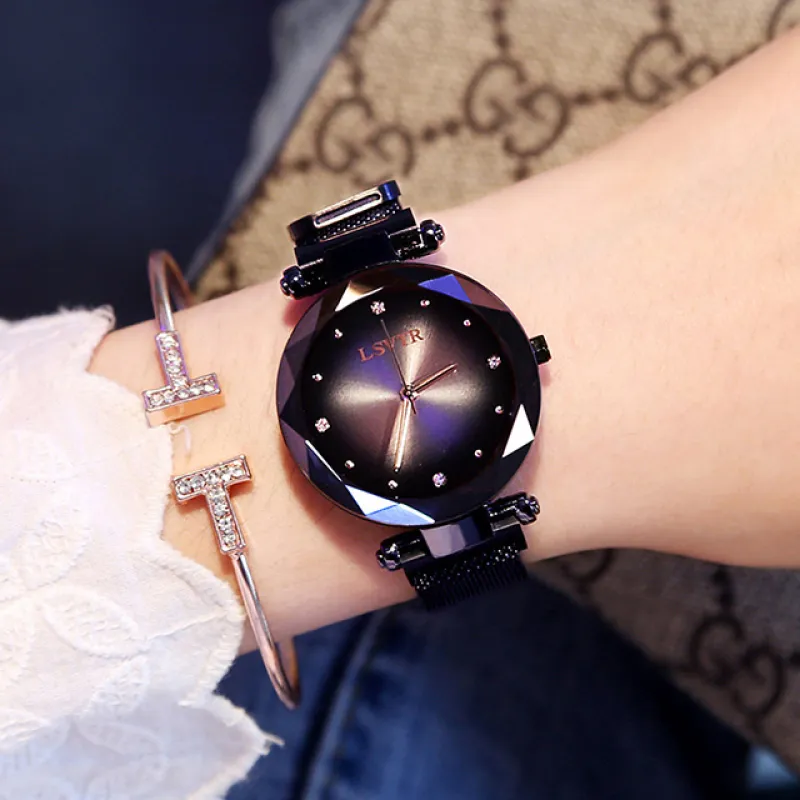 38765955431834-1.webp Rose Gold Starry Sky Diamond Womens Watch Waterproof Fashion Wristwatch - Image 4