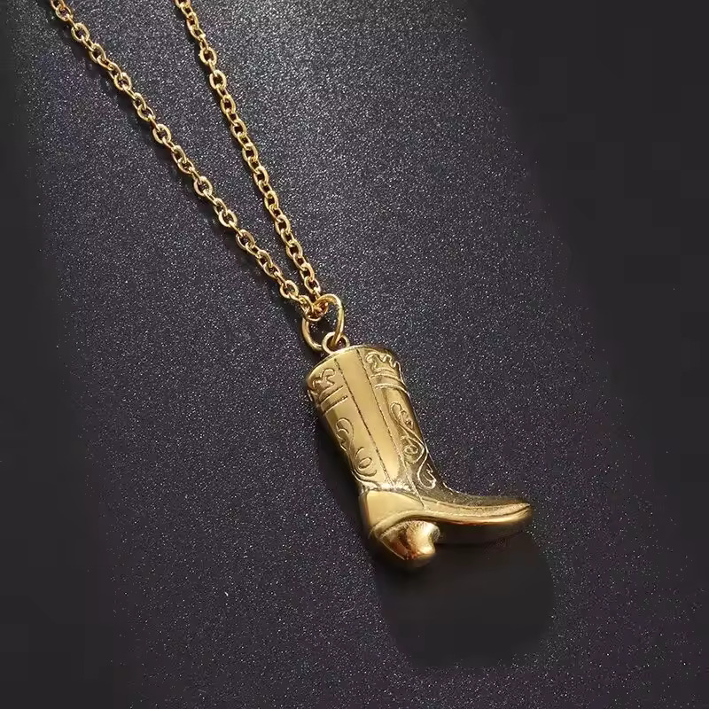 S2d908ae4fab9402abbffd735125103043-1.jpg_960x960q75-1.jpg_-1.jpg Gold Cowboy Boots Pendant Necklace for Women & Girls - Image 9