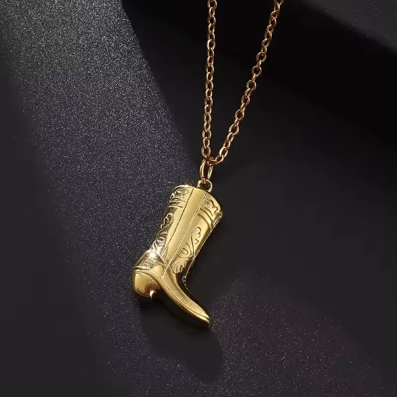 Sb7c55e6834c64ad5929743aba171b3ccl-1.jpg_960x960q75-1.jpg_-1.jpg Gold Cowboy Boots Pendant Necklace for Women & Girls - Image 3