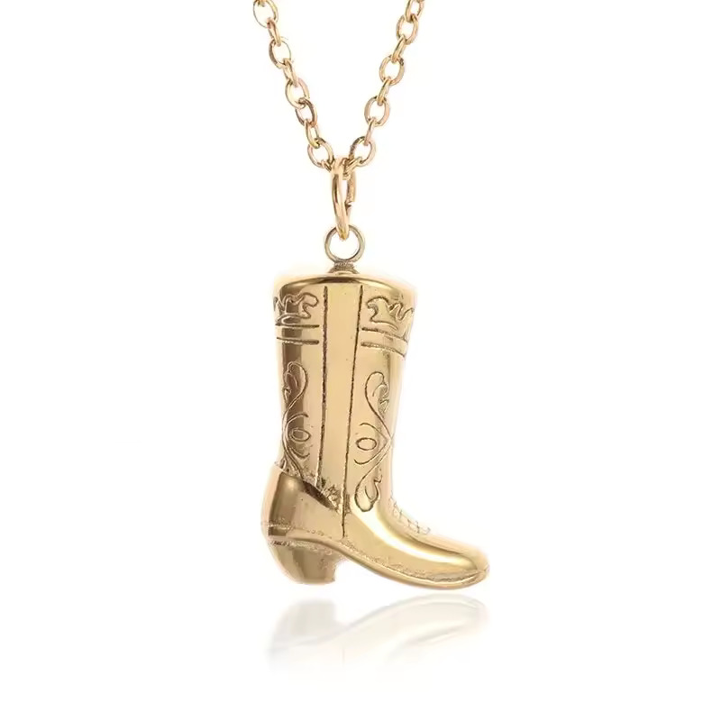 Sf0e2c918896949d693604bce58d15d5eI-1.jpg_960x960q75-1.jpg_-1.jpg Gold Cowboy Boots Pendant Necklace for Women & Girls - Image 4